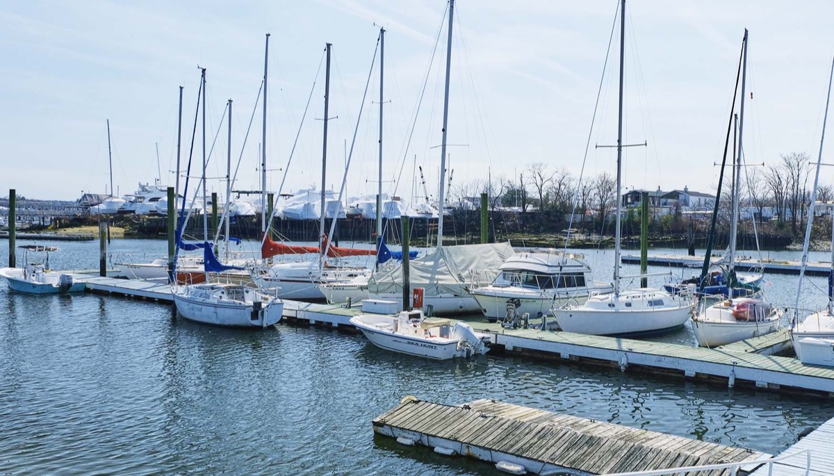 Marina view with yachts and dock facilities